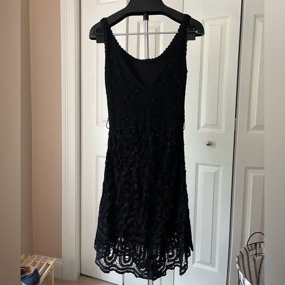 Black Beaded Midi Cocktail Dress - Picture 2 of 5